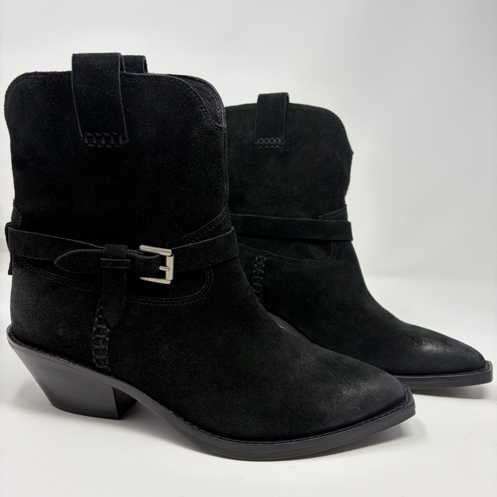 Ash Dustin Black‎ Suede Pointed Toe Cowboy Boots Size 7